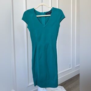 French Connection Blue teal bandageDress V-Neck Cap Sleeve